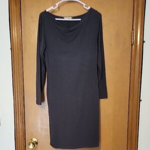 Long-Sleeve Charcoal Sheath Dress